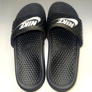 Nike Black Slides with White Logo